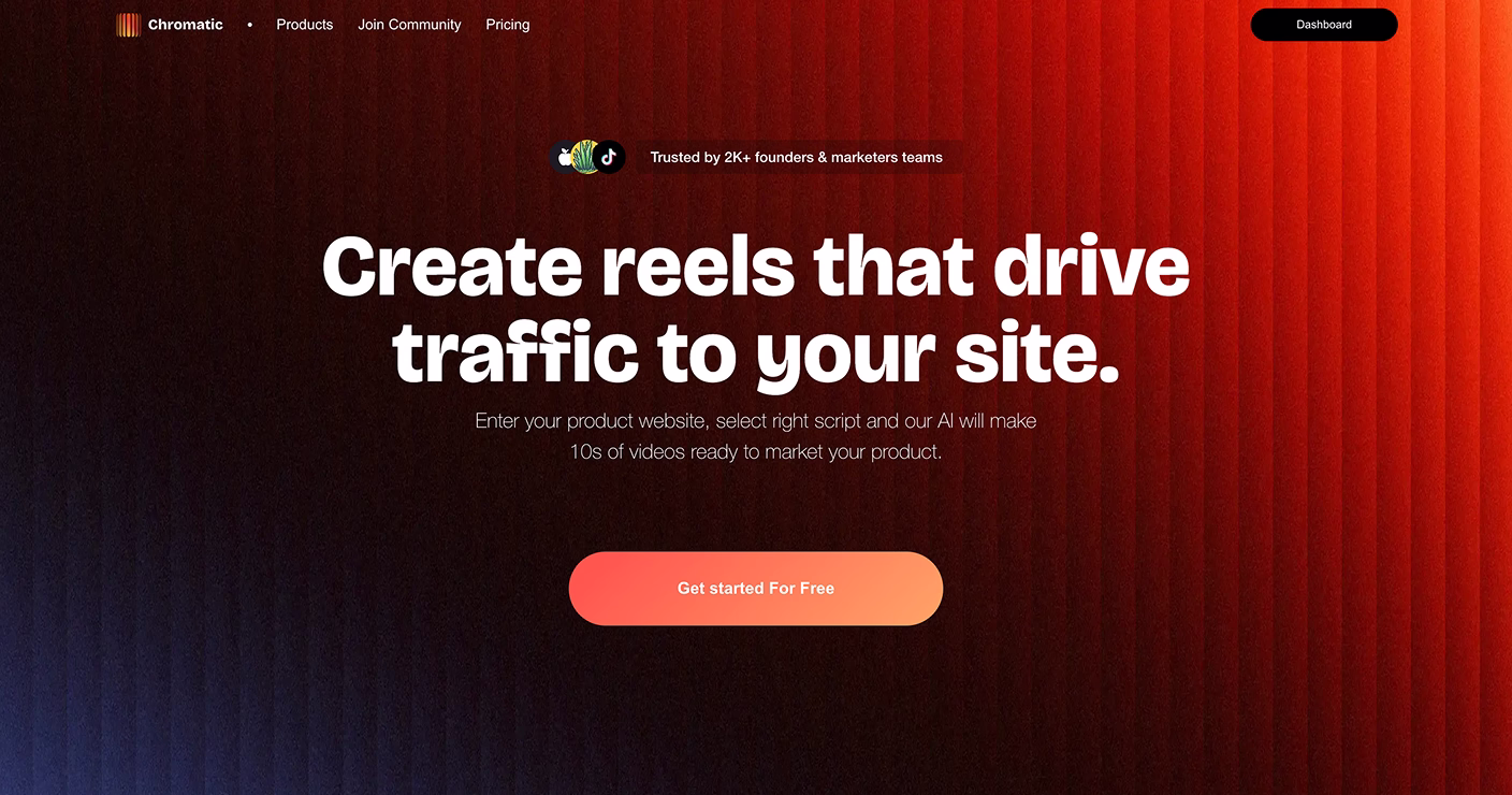 Chromatic AI — Create viral UGC reels with lifelike AI avatars, hooks & voiceovers. Save time, cut costs & boost.