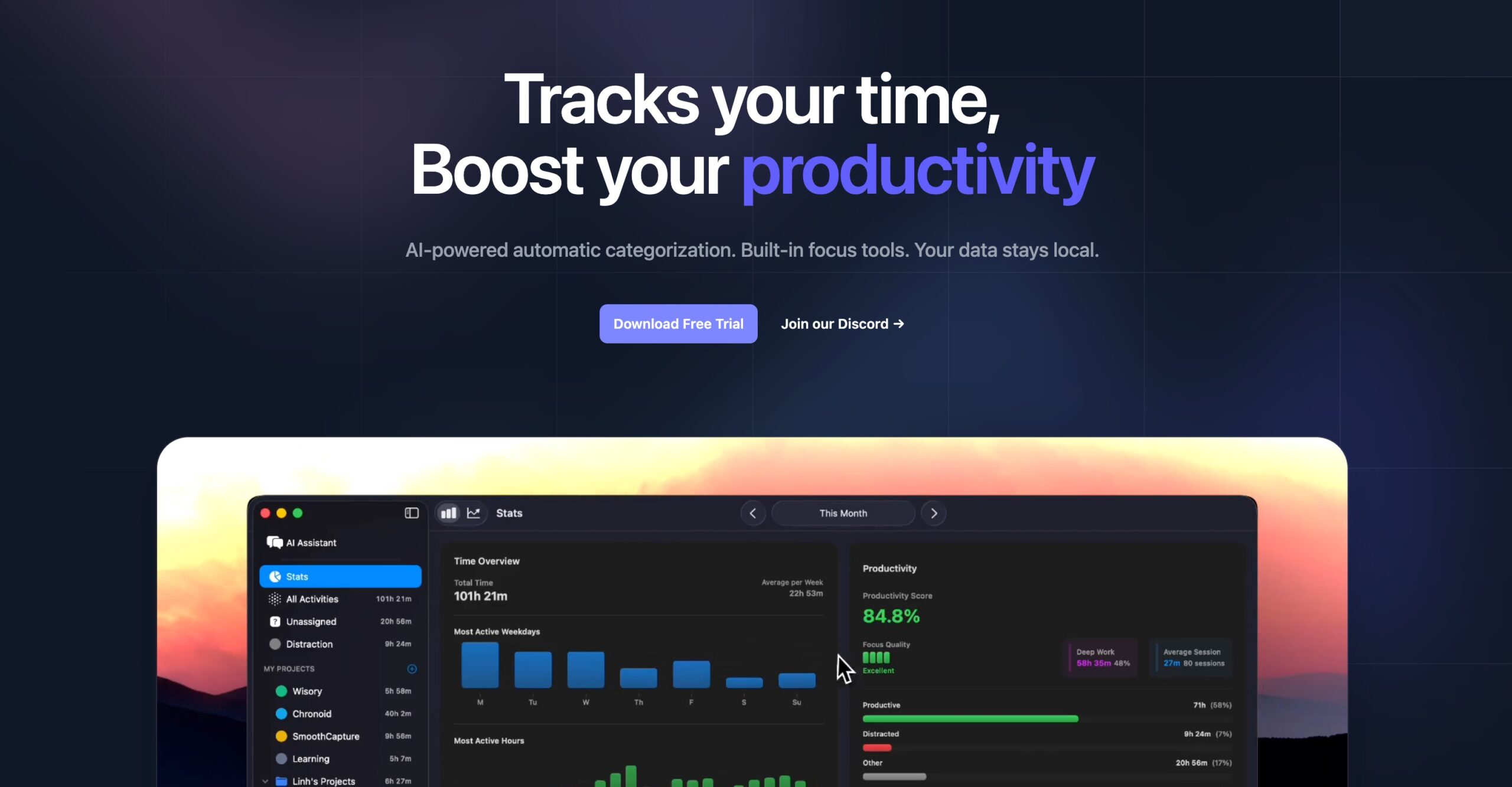 Chronoid | Chronoid — AI-powered time tracking with website blocking and productivity insights