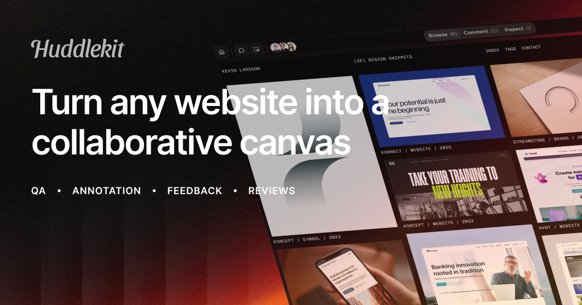 Huddlekit | Huddlekit — Collaborate on any website – annotate, inspect, and compare breakpoints side-by-side.