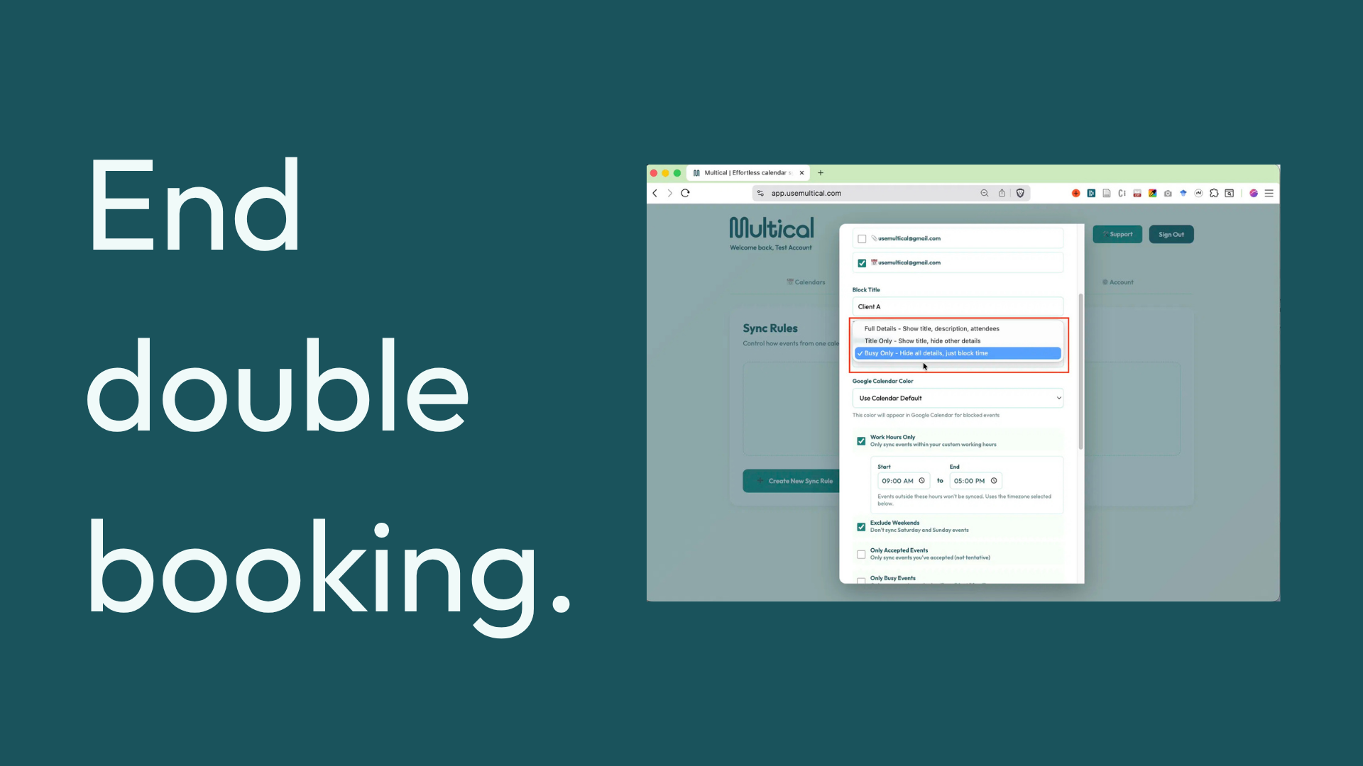 Multical — End double booking by effortlessly syncing all your Google, Outlook, and Apple calendars.