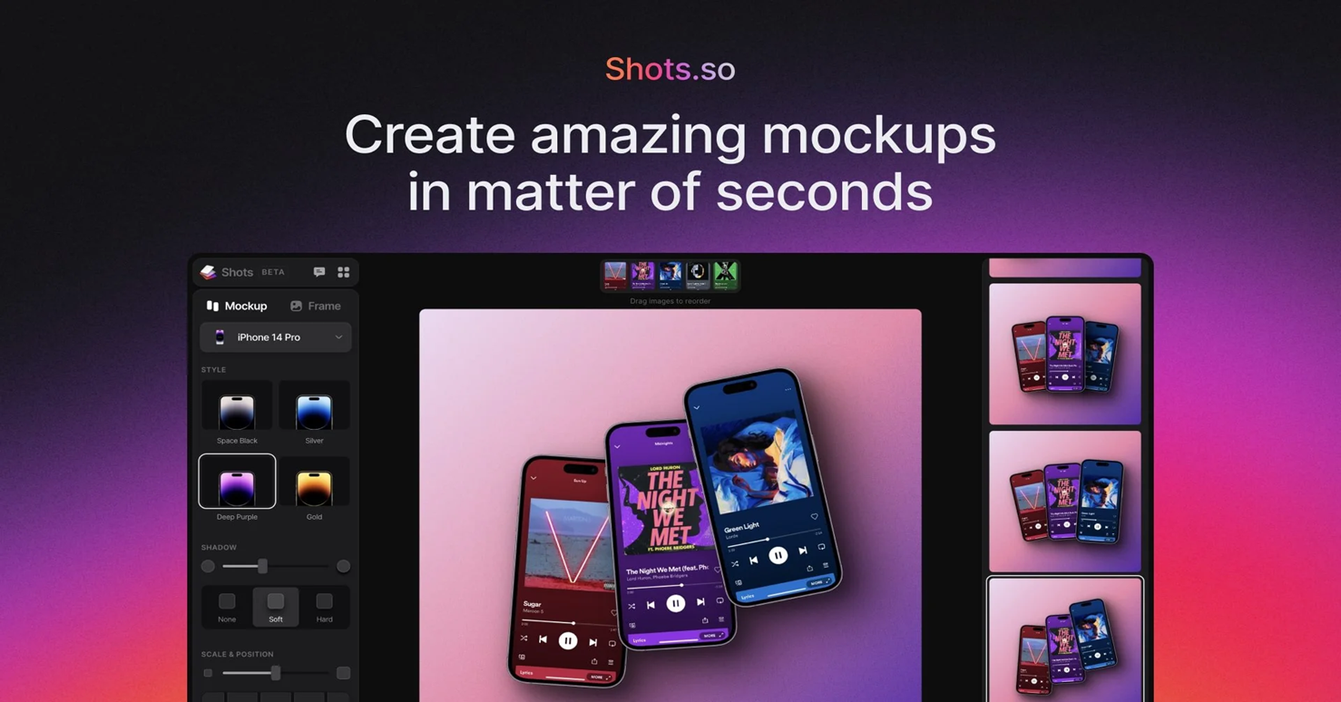Shots.so — Shots is a mockup generator offering animated and static device mockups, backgrounds, and video